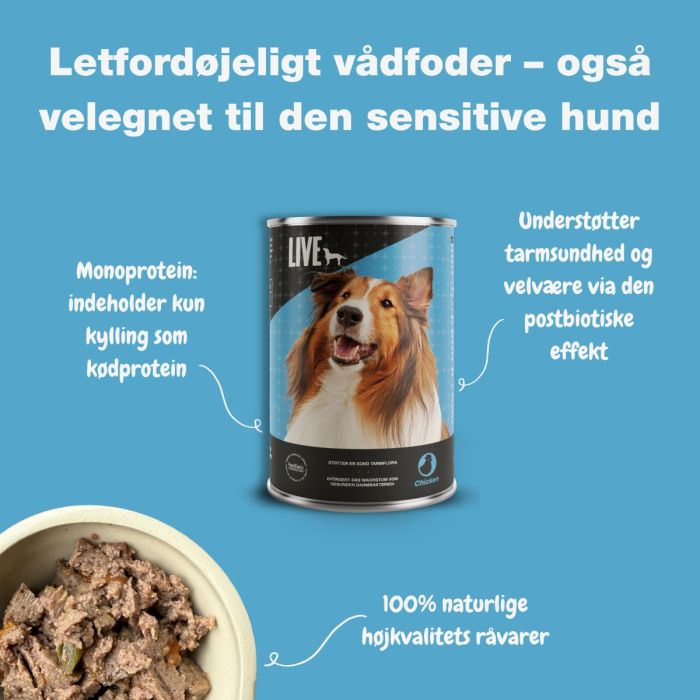 LIVE Vådfoder til Hund med Kylling – 395 g