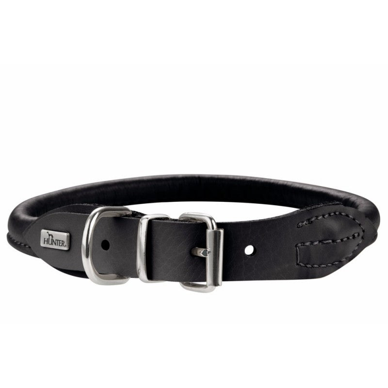 Hunter luksus rundsyet hundehalsbånd i elgskind - Flere farver